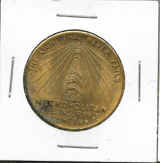 Vintage Exonumia Large Token/medal: 1939 York Worlds Fair Metropolitan Life
