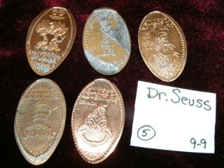 5 Dr Suess Themed Elongated Coin Rolled Pressed Smashed Pennies (99)
