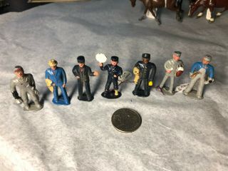 Vintage Barclay Lead Toy Figures (7) Railroad Workers Train Display 1 5/8 " Tall