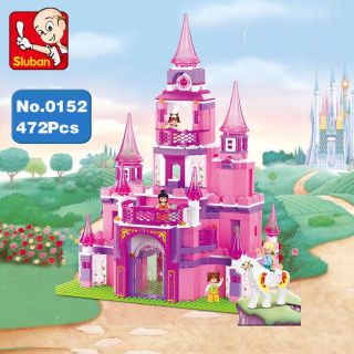 Sluban B0152 Pink Dream Castle Princess Tower Horse Queen Building Blocks Toy