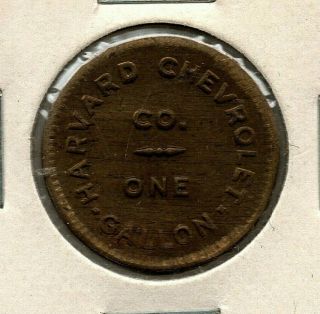 Port Huron,  Mi Good For Trade Coin Rare Harvard Chevroet Co.  One Gallon A21