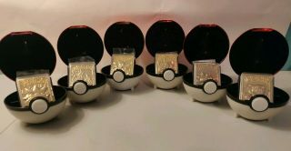 Complete Set Of 6 Pokemon Ball 23k Gold Plated Trading Cards Pikachu Burger King