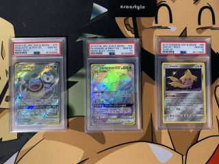 3 - Psa 10 Pokemon Jirachi,  Blastoise & Piplup Gx Alt,  Venusaur & Snivy Gx