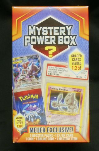 Pokemon Mystery Power Box " Meijer Exclusive " Booster Pks.  Ex/gx Card And More