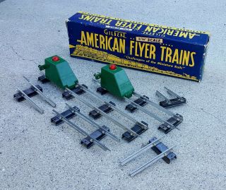 2 American Flyer 730 Green Bumper With Red Lamp And Box,  Extra Track