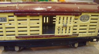 Vintage Prewar O gauge Lionel 2813 Cattle car Maroon & Cream 3