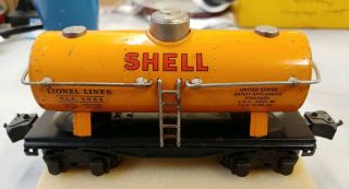 Lionel Trains Prewar No.  2654 Lionel Lines Shell Single Dome Tank Car (10b)