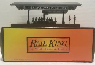 Rail King By Mth O Gauge 30 - 9107 Operating Lighted Station Platform Middletown