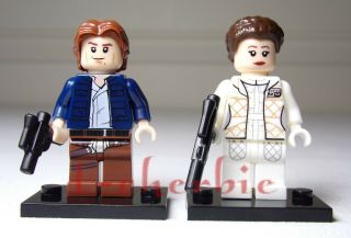 Han Solo & Princess Leia Star Wars Minifigures,  Stands Asteroid Hoth