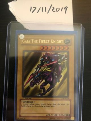 Collector ' s Single Cards.  Yugioh.  LOB - A006.  Gaia The Fierce Knight.  1st Ed 2