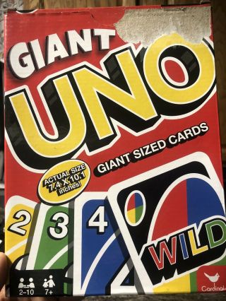 Giant Uno Game Huge 7.  4 X 10.  1 Inch Cards By Cardinal,  All 112 Cards Present