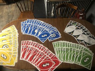 GIANT UNO Game HUGE 7.  4 X 10.  1 Inch Cards By Cardinal,  All 112 Cards Present 2