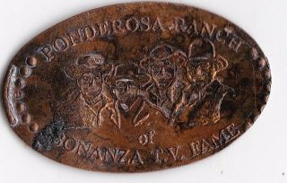 Elongated Souvenir Penny: Ponderosa Ranch Of Bonanza T.  V.  Fame Ec 014