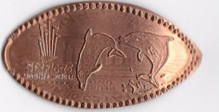 Elongated Souvenir Penny Six Flags Marine World Vallejo (jumping Dolphins) Ec 008