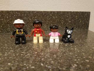 Lego Duplo African American Family Figures Mom Dad Daughter And Family Cat
