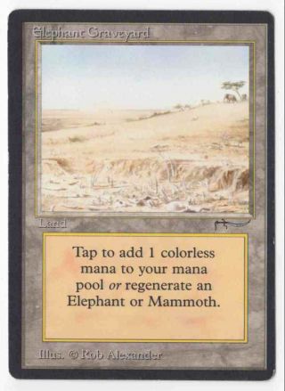 1993 Mtg Magic The Gathering Arabian Nights Elephant Graveyard X1 Lp/mp