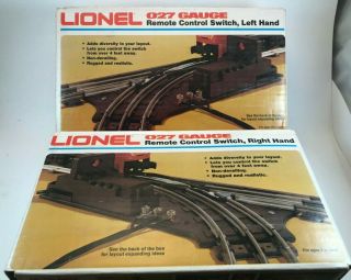 2 Lionel 027 Gauge Remote Control Switches 5121 Left,  5122 Right,  Box