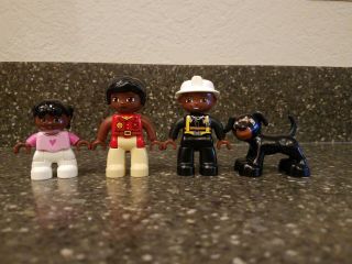 Lego Duplo African American Family Figures Mom Dad Daughter And Family Dog