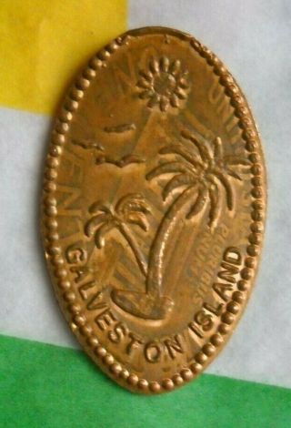 Galveston Island Elongated Penny Texas Usa Cent Palm Trees Souvenir Coin