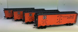 Ho Scale Santa Fe Atsf Freight Box Cars Qty 4x Matched Set