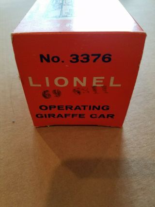 Lionel 3376 Bronx Zoo Giraffe Car Empty Box " Only "
