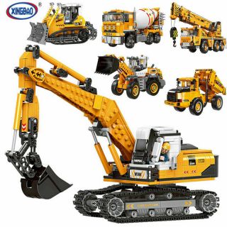 Xingbao Building Bricks Engineering Series Lifting Crane Excavator Bulldozer Toy