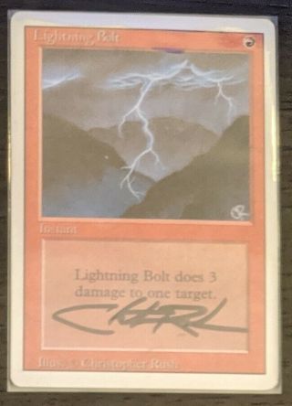 Mtg - Magic The Gathering - Signed Lightning Bolt - Revised 3ed - Nm/sp