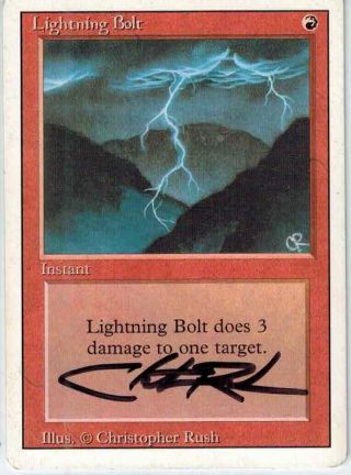 MTG - Magic the Gathering - Signed Lightning Bolt - Revised 3ED - NM/SP 2