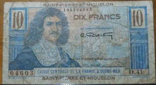 Saint Pierre And Miquelon,  10 Francs,  Undated (1950 - 1960),  Km:23 F