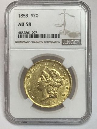 1853 $20 Liberty Gold Double Eagle Ngc Au58 4882861 - 007
