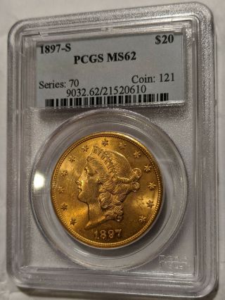 1897 - S $20 Pcgs Ms62 - Very Bright Luster And Great Coin - Very Rare Find