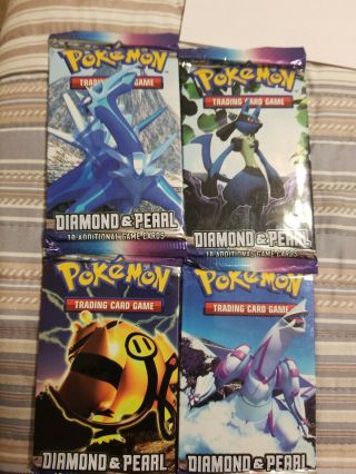 Pokemon Diamond And Pearl Base Set Booster Packs (all 4 Artworks) Minty