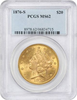 1876 - S $20 Pcgs Ms62 - Liberty Double Eagle - Gold Coin