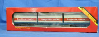 Hornby Oo Guage R633 Freightliner Container Flat With 20ft Containers Vgc [a]