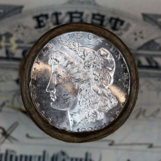 (one) Uncirculated $20 Silver Dollar Roll 1881 And Cc - Morgan Dollar Ends
