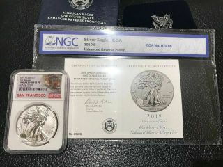 2019 S Silver Eagle Enhanced Reverse Proof Ngc Pf70 First Release.