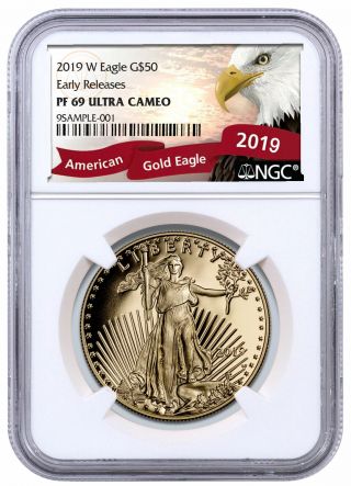 2019 W 1 Oz Gold American Eagle Proof $50 Ngc Pf69 Er Exl Eagle Label Sku57347