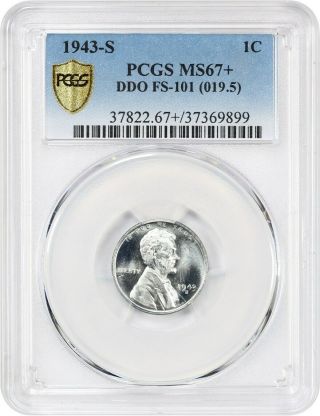 1943 - S 1c Pcgs Ms67 (double Die Obverse,  Fs - 101,  019.  5) - Lincoln Cent