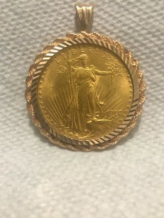 Gold Coin Twenty Dollar 1908 Liberty Bezel Set