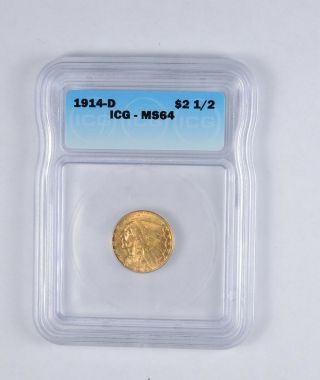Ms64 1914 - D $2.  50 Indian Head Gold Quarter Eagle - Oxx - Graded Icg 2059