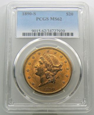 1890 - S Us Gold Coin $20 Liberty Head Double Eagle - Pcgs Ms62