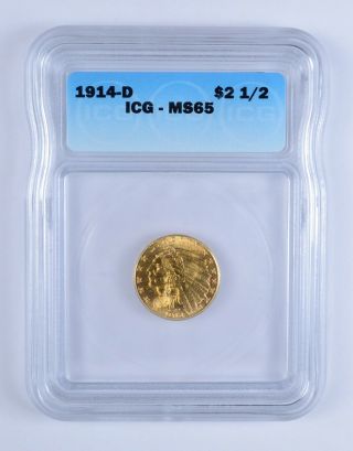 Ms65 1914 - D $2.  50 Indian Head Gold Quarter Eagle - Icg Graded 3134