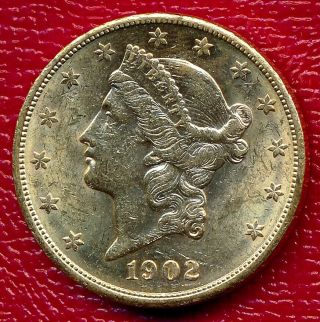 1902 - S Liberty Head Gold $20 Double Eagle Choice Almost Uncirc