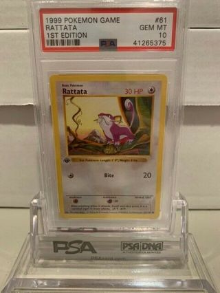 Psa 10 1st Edition Shadowless Rattata Base Set Pokemon Card 61/102