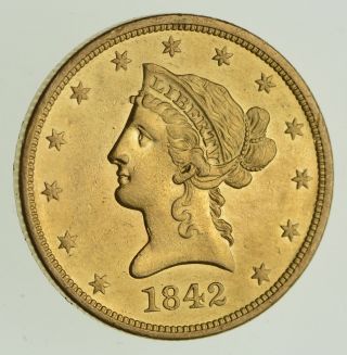 1842 $10.  00 Liberty Head Gold Eagle - Large Date - Choice 0650