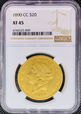 1890 Cc $20 American Gold Double Eagle Xf45 Ngc Liberty Head Carson City Coin