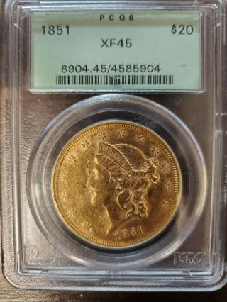 1851 $20 Liberty Head Gold Pcgs Xf 45
