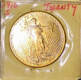 1910 - S Us St.  Gaudens Double Eagle $20 Gold Coin