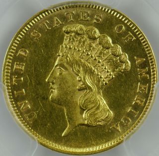 1860 $3 Gold Indian Princess Three Dollar Piece Ms60 Pcgs