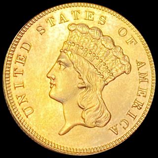 1889 $3 Gold Three Dollar Piece Looks Uncirculated Shiny Collectible Coin No Res